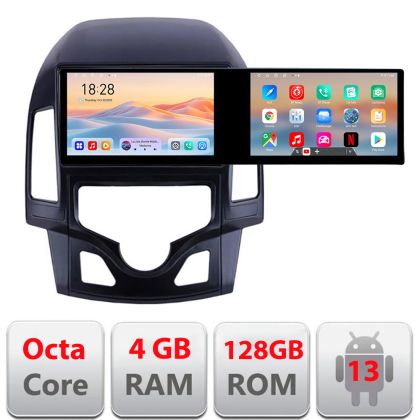 Navigáció Hyundai I30 2009-2012 automata klíma Kit-i30automatic Edotec 2 képernyő 8 magos 4+128 21.6 hüvelykes Incell android Wifi 5Ghz gps internet és egyéb