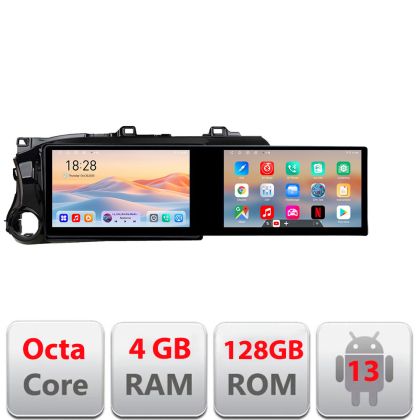 Navigáció TOYOTA Hilux 2016- Kit-TY59 Edotec 2 képernyő 8 magos 4+128 21,6 hüvelykes Incell android Wifi 5Ghz gps internet Co