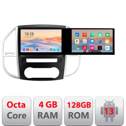 Navigáció Mercedes Vito w447 2016- Edotec 2 képernyő 8 magos 4+128 21.6 hüvelykes Incell android Wifi 5Ghz gps internet készlet-w447