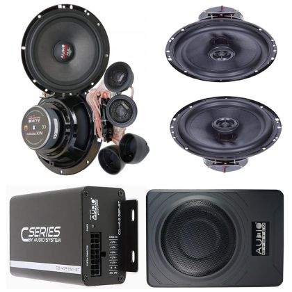 2. csomag Audio rendszer MX 165 EVO hangszórók + 2 MXC 165 EVO hangszóró + 5 csatornás erősítő + ülés alatti mélynyomó és szerelési tartozékok