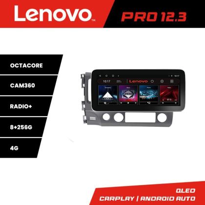 Navigatie Honda Civic 2005-2011 K-044 Lenovo PRO 8+256 12.3 inch qled android 4G DSP gps internet 