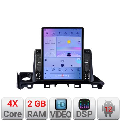 Navigáció Mazda 6 2018- 9.7" TESLA típusú képernyő Android Rádióval Bluetooth Internet GPS WIFI 2+32 DSP Quad Co