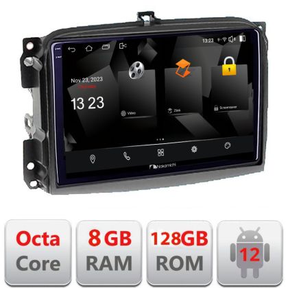 Navigáció Fiat 500L 2012-2017 5960Pro-500L Android Octa Core Qualcomm 2K QLED 8+128 DTS DSP 360 4G Optikai