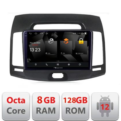 Navigáció Hyundai Elantra 2007-2011 5960Pro-2009 Android Octa Core Qualcomm 2K QLED 8+128 DTS DSP 360 4G Optikai