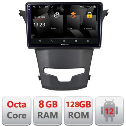 Navigáció Ssangyong Korando 2014-2019 5960Pro-1159 Android Octa Core Qualcomm 2K QLED 8+128 DTS DSP 360 4G Optikai