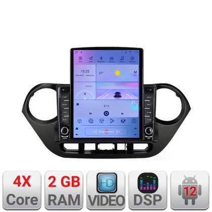 Navigáció Hyundai I10 2013-2019 K-HY38 TESLA típusú 9.7"-os képernyő Android Rádióval Bluetooth Internet GPS WIFI 2+32 DSP Quad
