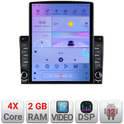 Navigáció Fiat 500L 2012-2017 K-500L TESLA típusú 9.7"-os képernyő Android Rádió Bluetooth Internet GPS WIFI 2+32 DSP Quad C