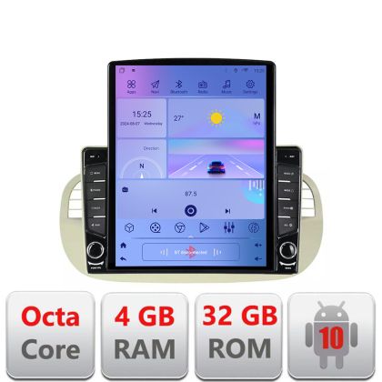 Fiat 500 navigáció 2007-2015 között Android rádió gps internet Lenovo Octa Core 4+64 LTE Kit-fiat500+EDT-E709