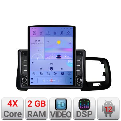 Volvo S60 2014-2018 navigáció Sensus Connect rendszerrel K-s60-14 TESLA típusú 9,7"-os képernyő Android rádióval Bluetooth belső