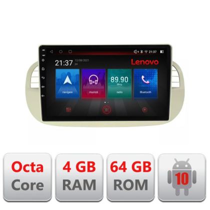 Fiat 500 navigáció 2007-2015 között Android rádió gps internet Lenovo Octa Core 4+64 LTE Kit-fiat500+EDT-E509-PRO