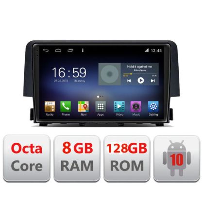 Honda Civic 2016-2020 F-669 Octa Core navigáció Android rádióval, Bluetooth internettel, GPS-szel, WIFI DSP-vel, 8+128GB 4G-vel
