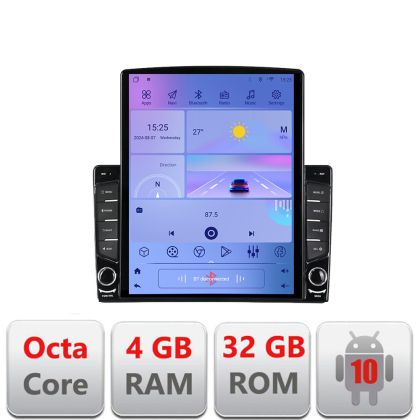 Peugeot 307 G-307 TESLA típusú navigáció 9.7"-os képernyővel, Android Rádióval, Bluetooth Internettel, GPS-szel, WIFI-vel, 4+32GB DSP 4G Octa Core rendszerrel