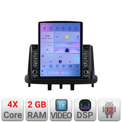 Renault Megane 3 Fluence K-145 TESLA típusú navigáció 9.7"-os képernyővel, Android Rádióval, Bluetooth Internettel, GPS-szel, WIFI-vel, 2+32 DSP-vel és Qu-val