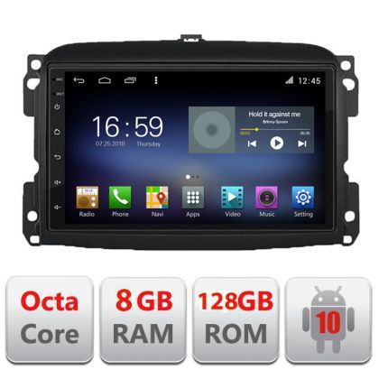 Navigáció Fiat 500 2015-2021 Android rádió gps internet Octa Core 8+128 LTE Kit-500new+EDT-E610