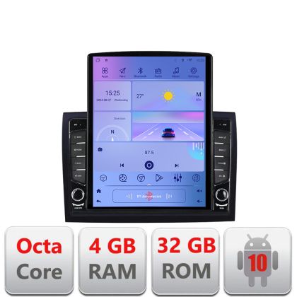 Navigáció Fiat ducato 2022- G-ducato Tesla képernyő 9.7" QLED, Octacore, 4G RAM, 32Gb HDD, 4G, QLED, 360, DSP, GPS, Carplay