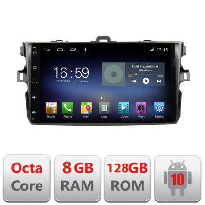 Navigáció TOYOTA Corolla 2007-2013 F-063 Octa Core Android Rádióval Bluetooth Internet GPS WIFI DSP 8+128GB 4G