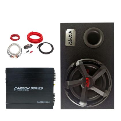 Pachet bass, Audio System, CARBON-10-130.2, difuzor 10", 25 cm, 250 watts rms, cu kit de cabluri