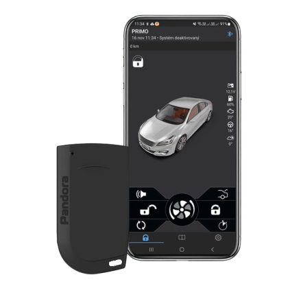 Pandora Primo kulcsos autóriasztó 2 bluetooth 5.0 címkével, PANDORA BT alkalmazással, hőmérséklet érzékelővel