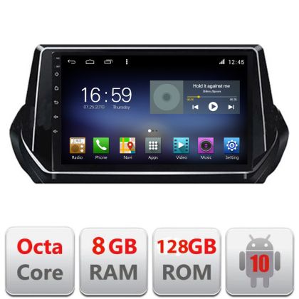 Navigáció Peugeot 2008 2020- Android rádió gps internet Octa Core 8+128 LTE Kit-209-2020+EDT-E609