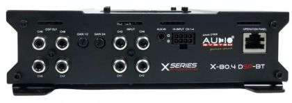 Audio-Systems X-80.4 DSP-BT erősítő, 4 x 150 watt, 2 vagy 4 ohmos, 4 erősített és 4 előerősített csatorna DSP-vel