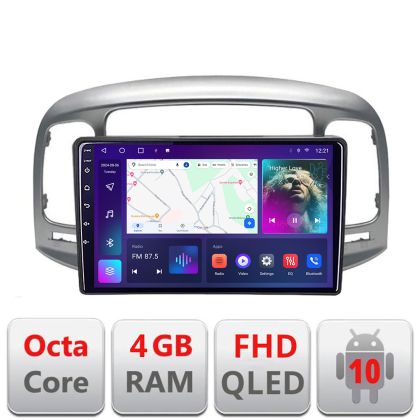 Navigáció Hyundai Accent 2006-2012 B-ACCENT Android QLED képernyő octa core 4+64 Carplay android auto KIT-accent+EDT-E309V3
