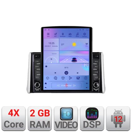 Toyota Rav4 2018- K-RAV4 TESLA típusú navigáció 9.7"-os képernyővel, Android Rádióval, Bluetooth Internettel, GPS-szel, WIFI-vel, 2+32 DSP-vel, Quad Core v1 rendszerrel