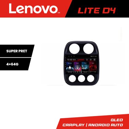 Navigáció Jeep Compass 2010-2016 Lenovo Kit-2500 4+64 GB Android Waze USB Internet Navigáció Youtube Rádió