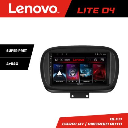 Navigáció Fiat 500 2014- Lenovo Kit-539 4+64 GB Android Waze USB Internet Navigáció Youtube Rádió