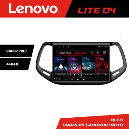 Navigáció Jeep Compass 2017 Lenovo Kit-739 4+64 GB Android Waze USB Internet Navigáció Youtube Rádió
