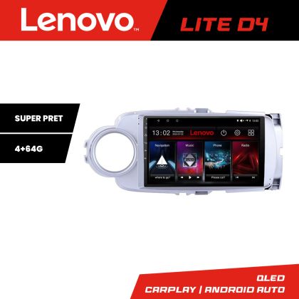 Navigáció Toyota Yaris 2010-2018 Lenovo Kit-YARIS10 4+64 GB Android Waze USB Internet Navigáció Youtube Rádió Lenovo