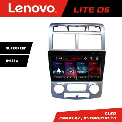 Navigáció Kia Sportage 2005-2007 Lenovo Kit-0023 8 magos 6+128 GB Android Waze USB Internet Navigáció Youtube Rádió