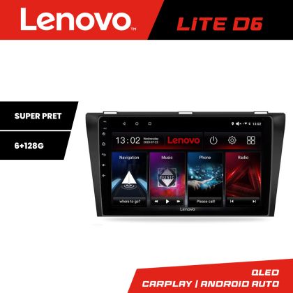 Navigáció Mazda 3 2009-2014 Lenovo Kit-034 8 magos 6+128 GB Android Waze USB Internet Navigáció Youtube Rádió