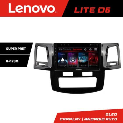 Navigáció Toyota Hilux 2008-2014 Lenovo Kit-143 8 magos 6+128 GB Android Waze USB Internet Navigáció Youtube Rádió