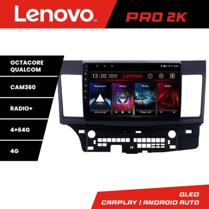 Navigáció Mitsubishi Lancer Lenovo Kit-037 8 magos QLED 2K 4+64 360 Android Waze USB Internet Navigáció Youtube Rádió