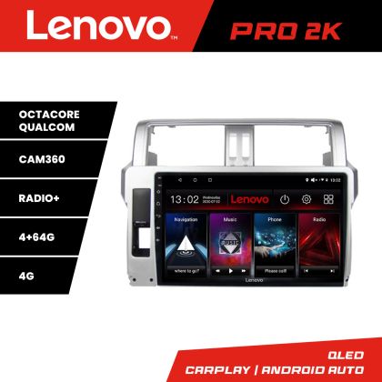 Navigáció Toyota Landcruiser J150 Prado 2014-2017 Lenovo Kit-065 8 magos QLED 2K 4+64 360 Android Waze USB Internet Navigáció Youtube Rádió