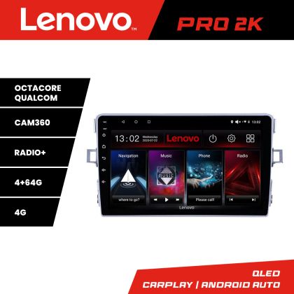 Navigáció Toyota Verso 2010-2016 Lenovo Kit-133 8 magos QLED 2K 4+64 360 Android Waze USB Internet Navigáció Youtube Rádió
