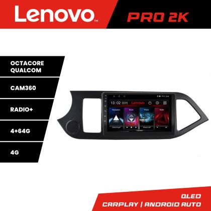 Navigáció Kia Picanto 2011-2015 Lenovo Kit-217 8 magos QLED 2K 4+64 360 Android Waze USB Internet Navigáció Youtube Rádió