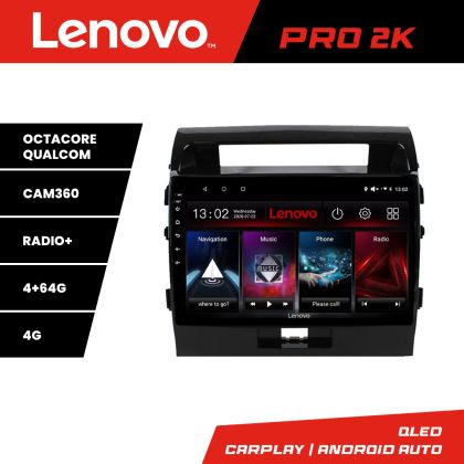 Navigáció Toyota LandCruiser 2008-2015 Lenovo Kit-381 8 magos QLED 2K 4+64 360 Android Waze USB Internet Navigáció Youtube Rádió