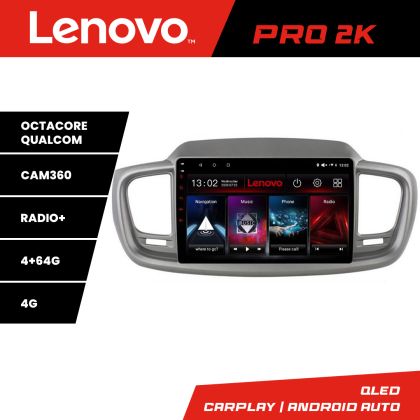 Navigáció Kia Sorento 2015-2018 Lenovo Kit-6528 8 magos QLED 2K 4+64 360 Android Waze USB Internet Navigáció Youtube Rádió