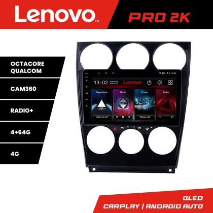 Navigáció Mazda 6 2004-2008 Lenovo Kit-944 8 magos QLED 2K 4+64 360 Android Waze USB Internet Navigáció Youtube Rádió