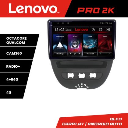 Navigáció Citroen C1 Peugeot 107 Toyota Aygo 2005-2014 Android rádió gps internet 8 magos QLED 2K 4+64 360 Lenovo