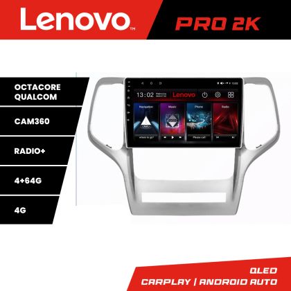 Navigáció Jeep Gran Cherokee 2011-2013 Lenovo Kit-GRCHE 8 magos QLED 2K 4+64 360 Android Waze USB Internet Navigáció Youtube Rádió