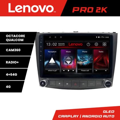 Navigáció Lexus IS 2005-2011 Lenovo Kit- IS 8 magos QLED 2K 4+64 360 Android Waze USB Internet Navigáció Youtube Rádió