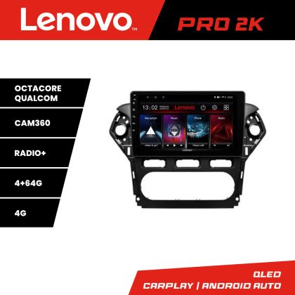 Navigáció Ford Mondeo 2010-2014 Lenovo Kit-MONDEO-CLIMA 8 magos QLED 2K 4+64 360 Android Waze USB Internet Navigáció Youtube Rádió