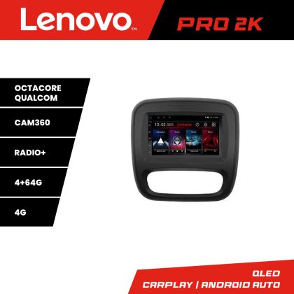 Navigáció Renault Trafic 2014-2017 Lenovo Kit-rt09 8 magos QLED 2K 4+64 360 Android Waze USB Internet Navigáció Youtube Rádió v2