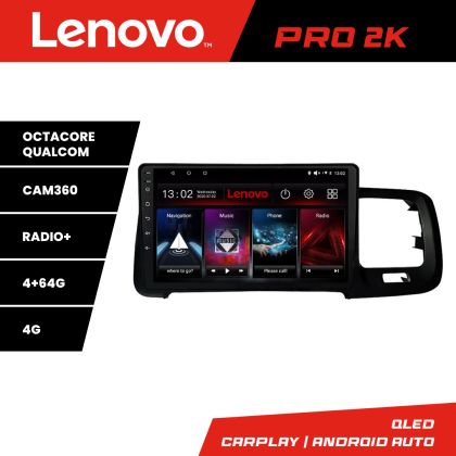 Volvo S60 2014-2018 navigáció Sensus Connect rendszerrel Lenovo Kit-s60-14 8 magos QLED 2K 4+64 360 Android Waze USB internet navigáció Youtube R