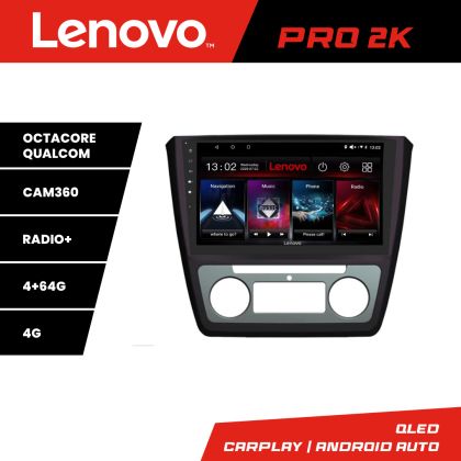 Navigáció Skoda Yeti 2009-2014 Lenovo Kit-YETI 8 magos QLED 2K 4+64 360 Android Waze USB Internet Navigáció Youtube Rádió