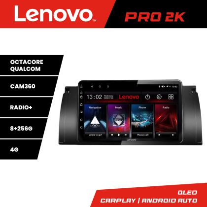 Navigáció BMW E39 és E53 Lenovo Kit-082 8 magos QLED 2K 8+256 360 Android Waze USB Internet Navigáció Youtube Rádió