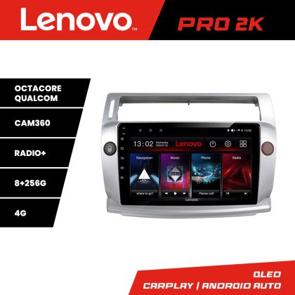 Navigáció Citroen C4 Lenovo Kit-088 8 magos QLED 2K 8+256 360 Android Waze USB Internet Navigáció Youtube Rádió