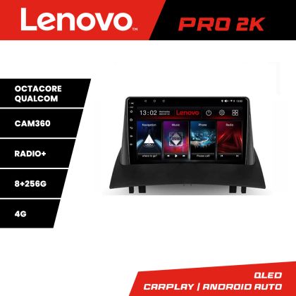 Navigáció Renault Megane 2 Lenovo Kit-098 8 magos QLED 2K 8+256 360 Android Waze USB Internet Navigáció Youtube Rádió